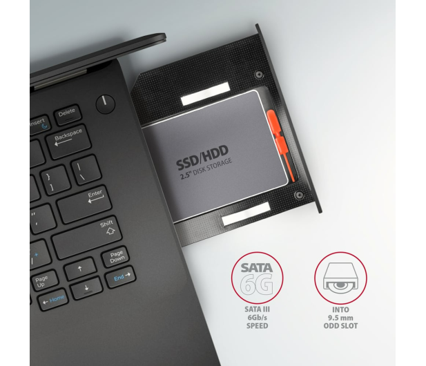 AXAGON Rama do napędu dysków optycznych na SSD/HDD 2.5”, LED,9.5mm RSS-CD09 - 1211988 - zdjęcie 4